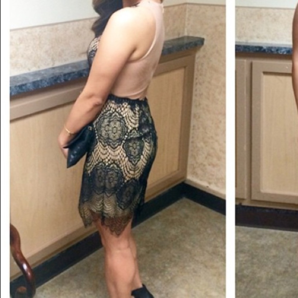 COPY - Lulus lace black and nude cocktail dress